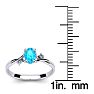 Aquamarine Ring: Aquamarine Jewelry: 1/2 Carat Oval Shape Aquamarine and Two Diamond Accent Ring In 14 Karat White Gold Image-5