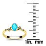 Aquamarine Ring: Aquamarine Jewelry: 1/2 Carat Oval Shape Aquamarine and Two Diamond Accent Ring In 14 Karat Yellow Gold Image-5