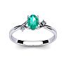 1/2 Carat Oval Shape Emerald and Two Diamond Accent Ring In 14 Karat White Gold Image-1