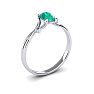 1/2 Carat Oval Shape Emerald and Two Diamond Accent Ring In 14 Karat White Gold Image-2