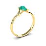 1/2 Carat Oval Shape Emerald and Two Diamond Accent Ring In 14 Karat Yellow Gold Image-2