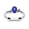 1/2 Carat Oval Shape Tanzanite and Two Diamond Accent Ring In 14 Karat White Gold Image-1