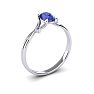1/2 Carat Oval Shape Tanzanite and Two Diamond Accent Ring In 14 Karat White Gold Image-2