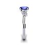 1/2 Carat Oval Shape Tanzanite and Two Diamond Accent Ring In 14 Karat White Gold Image-3