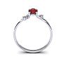 Garnet Ring: Garnet Jewelry: 1/2 Carat Oval Shape Garnet and Two Diamond Accent Ring In 14 Karat White Gold Image-4
