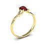 Garnet Ring: Garnet Jewelry: 1/2 Carat Oval Shape Garnet and Two Diamond Accent Ring In 14 Karat Yellow Gold Image-2