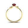 Garnet Ring: Garnet Jewelry: 1/2 Carat Oval Shape Garnet and Two Diamond Accent Ring In 14 Karat Yellow Gold Image-4