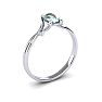 1/2 Carat Oval Shape Green Amethyst and Two Diamond Accent Ring In 14 Karat White Gold Image-2