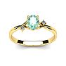 1/2 Carat Oval Shape Green Amethyst and Two Diamond Accent Ring In 14 Karat Yellow Gold Image-1
