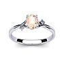 1/2 Carat Oval Shape Morganite and Two Diamond Accent Ring In 14 Karat White Gold Image-1