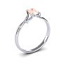 1/2 Carat Oval Shape Morganite and Two Diamond Accent Ring In 14 Karat White Gold Image-2
