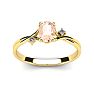 1/2 Carat Oval Shape Morganite and Two Diamond Accent Ring In 14 Karat Yellow Gold Image-1