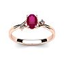 1/2 Carat Oval Shape Ruby and Two Diamond Accent Ring In 14 Karat Rose Gold Image-1