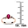 1/2 Carat Oval Shape Ruby and Two Diamond Accent Ring In 14 Karat Rose Gold Image-5