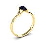 1/2 Carat Oval Shape Sapphire and Two Diamond Accent Ring In 14 Karat Yellow Gold Image-2