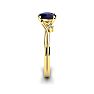 1/2 Carat Oval Shape Sapphire and Two Diamond Accent Ring In 14 Karat Yellow Gold Image-3