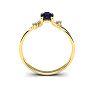 1/2 Carat Oval Shape Sapphire and Two Diamond Accent Ring In 14 Karat Yellow Gold Image-4