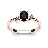 1/2 Carat Oval Shape Sapphire and Two Diamond Accent Ring In 14 Karat Rose Gold Image-1