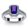 1 1/3 Carat Amethyst and Halo Diamond Ring In 14 Karat White Gold Image-1