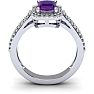 1 1/3 Carat Amethyst and Halo Diamond Ring In 14 Karat White Gold Image-4