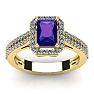 1 1/3 Carat Amethyst and Halo Diamond Ring In 14 Karat Yellow Gold Image-1