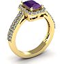 1 1/3 Carat Amethyst and Halo Diamond Ring In 14 Karat Yellow Gold Image-2