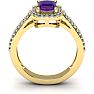 1 1/3 Carat Amethyst and Halo Diamond Ring In 14 Karat Yellow Gold Image-4