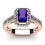 1 1/3 Carat Amethyst and Halo Diamond Ring In 14 Karat Rose Gold Image-1