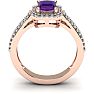1 1/3 Carat Amethyst and Halo Diamond Ring In 14 Karat Rose Gold Image-4