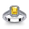 1 1/3 Carat Citrine and Halo Diamond Ring In 14 Karat White Gold Image-1