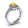 1 1/3 Carat Citrine and Halo Diamond Ring In 14 Karat White Gold Image-2