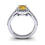 1 1/3 Carat Citrine and Halo Diamond Ring In 14 Karat White Gold Image-4