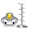 1 1/3 Carat Citrine and Halo Diamond Ring In 14 Karat White Gold Image-5