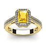 1 1/3 Carat Citrine and Halo Diamond Ring In 14 Karat Yellow Gold Image-1