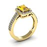 1 1/3 Carat Citrine and Halo Diamond Ring In 14 Karat Yellow Gold Image-2
