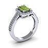 1 1/2 Carat Peridot and Halo Diamond Ring In 14 Karat White Gold Image-2