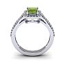 1 1/2 Carat Peridot and Halo Diamond Ring In 14 Karat White Gold Image-4