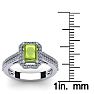1 1/2 Carat Peridot and Halo Diamond Ring In 14 Karat White Gold Image-5