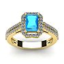1 1/2 Carat Blue Topaz and Halo Diamond Ring In 14 Karat Yellow Gold Image-1