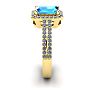 1 1/2 Carat Blue Topaz and Halo Diamond Ring In 14 Karat Yellow Gold Image-3