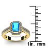 1 1/2 Carat Blue Topaz and Halo Diamond Ring In 14 Karat Yellow Gold Image-5