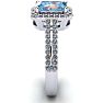 Aquamarine Ring: Aquamarine Jewelry: 1 1/3 Carat Aquamarine and Halo Diamond Ring In 14 Karat White Gold Image-3