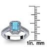 Aquamarine Ring: Aquamarine Jewelry: 1 1/3 Carat Aquamarine and Halo Diamond Ring In 14 Karat White Gold Image-5