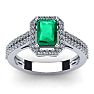 1 1/3 Carat Emerald and Halo Diamond Ring In 14 Karat White Gold Image-1