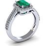 1 1/3 Carat Emerald and Halo Diamond Ring In 14 Karat White Gold Image-2