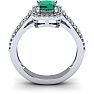 1 1/3 Carat Emerald and Halo Diamond Ring In 14 Karat White Gold Image-4