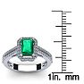 1 1/3 Carat Emerald and Halo Diamond Ring In 14 Karat White Gold Image-5