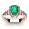 1 1/3 Carat Emerald and Halo Diamond Ring In 14 Karat Rose Gold Image-1