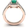 1 1/3 Carat Emerald and Halo Diamond Ring In 14 Karat Rose Gold Image-4