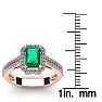 1 1/3 Carat Emerald and Halo Diamond Ring In 14 Karat Rose Gold Image-5